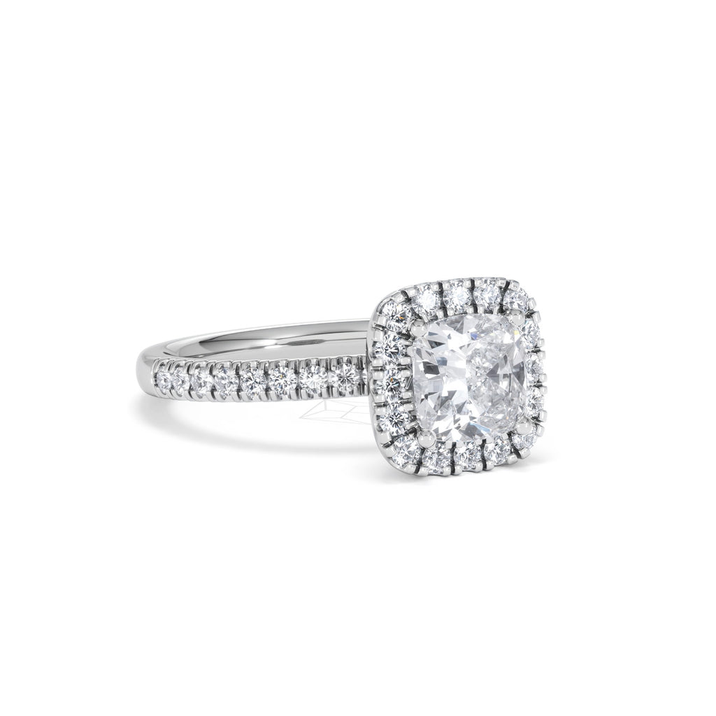 Beatrice GIA Diamond Halo Engagement Ring in Platinum 1.65ct G/VS