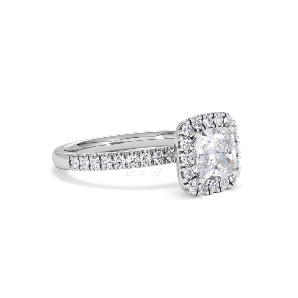 Beatrice GIA Diamond Halo Engagement Ring in Platinum 1.65ct G/VS