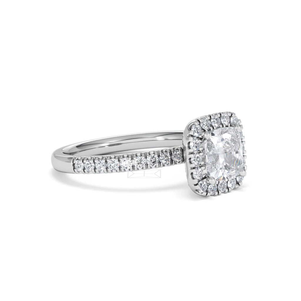 Beatrice GIA Diamond Halo Engagement Ring in Platinum 1.65ct G/VS