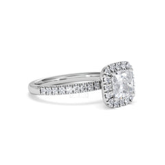 Beatrice GIA Diamond Halo Engagement Ring in Platinum 1.65ct G/VS