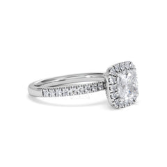 Beatrice GIA Diamond Halo Engagement Ring in Platinum 1.65ct G/VS