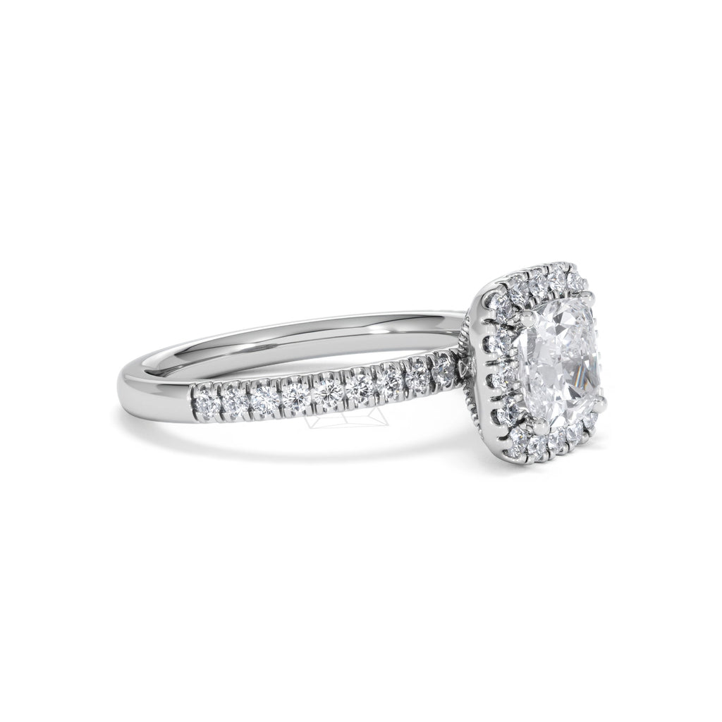 Beatrice GIA Diamond Halo Engagement Ring in Platinum 1.65ct G/VS