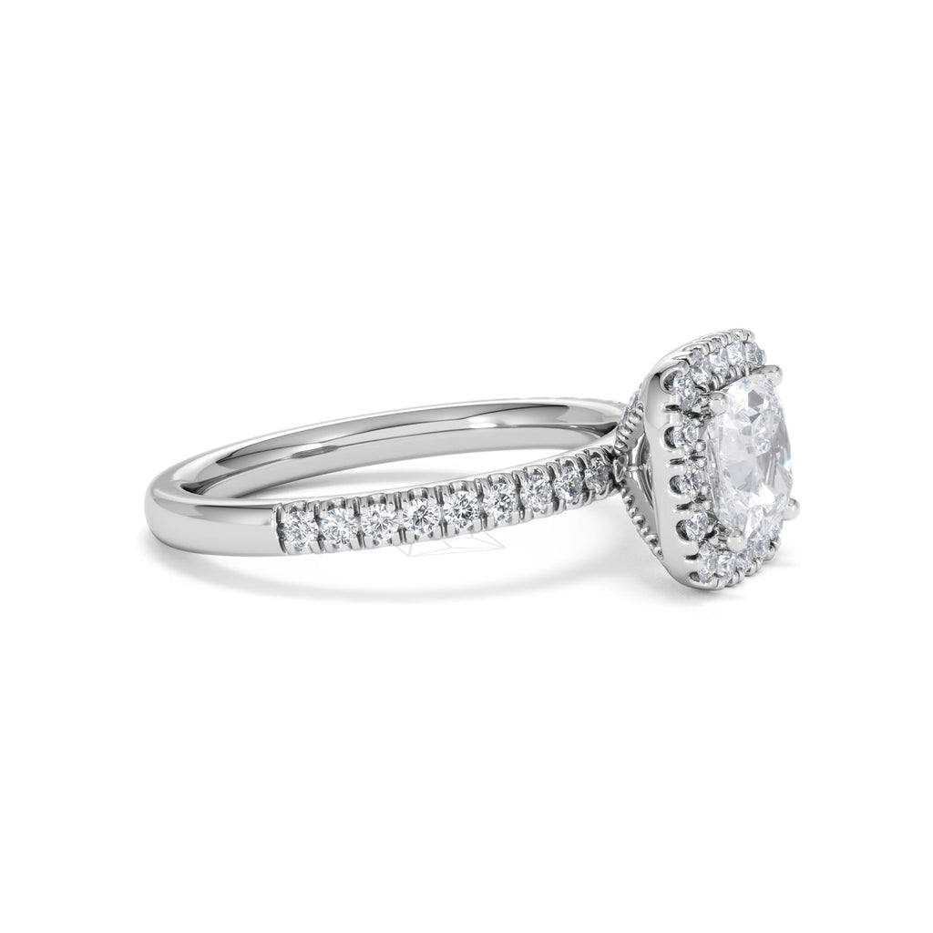 Beatrice GIA Diamond Halo Engagement Ring in Platinum 1.65ct G/VS