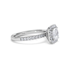 Beatrice GIA Diamond Halo Engagement Ring in Platinum 1.65ct G/VS