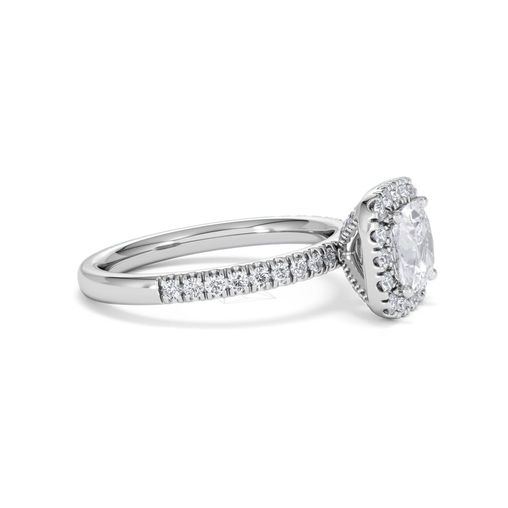 Beatrice GIA Diamond Halo Engagement Ring in Platinum 1.65ct G/VS