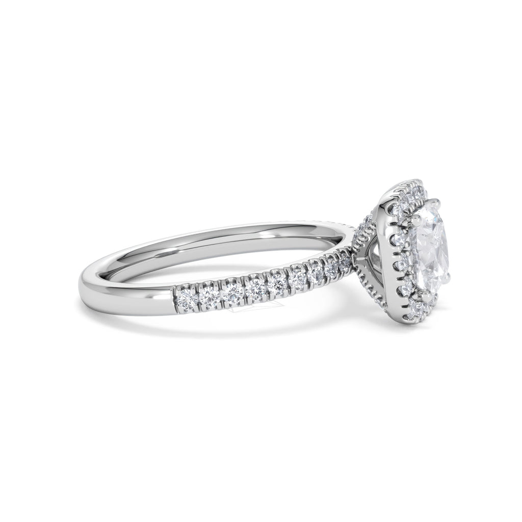 Beatrice GIA Diamond Halo Engagement Ring in Platinum 1.65ct G/VS