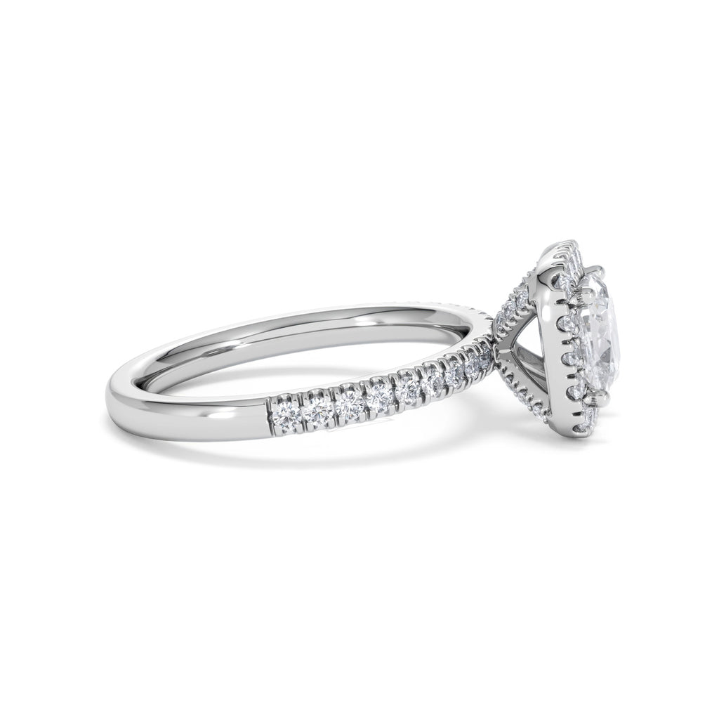 Beatrice Lab Diamond Halo Engagement Ring in Platinum 1.65ct F/VS1