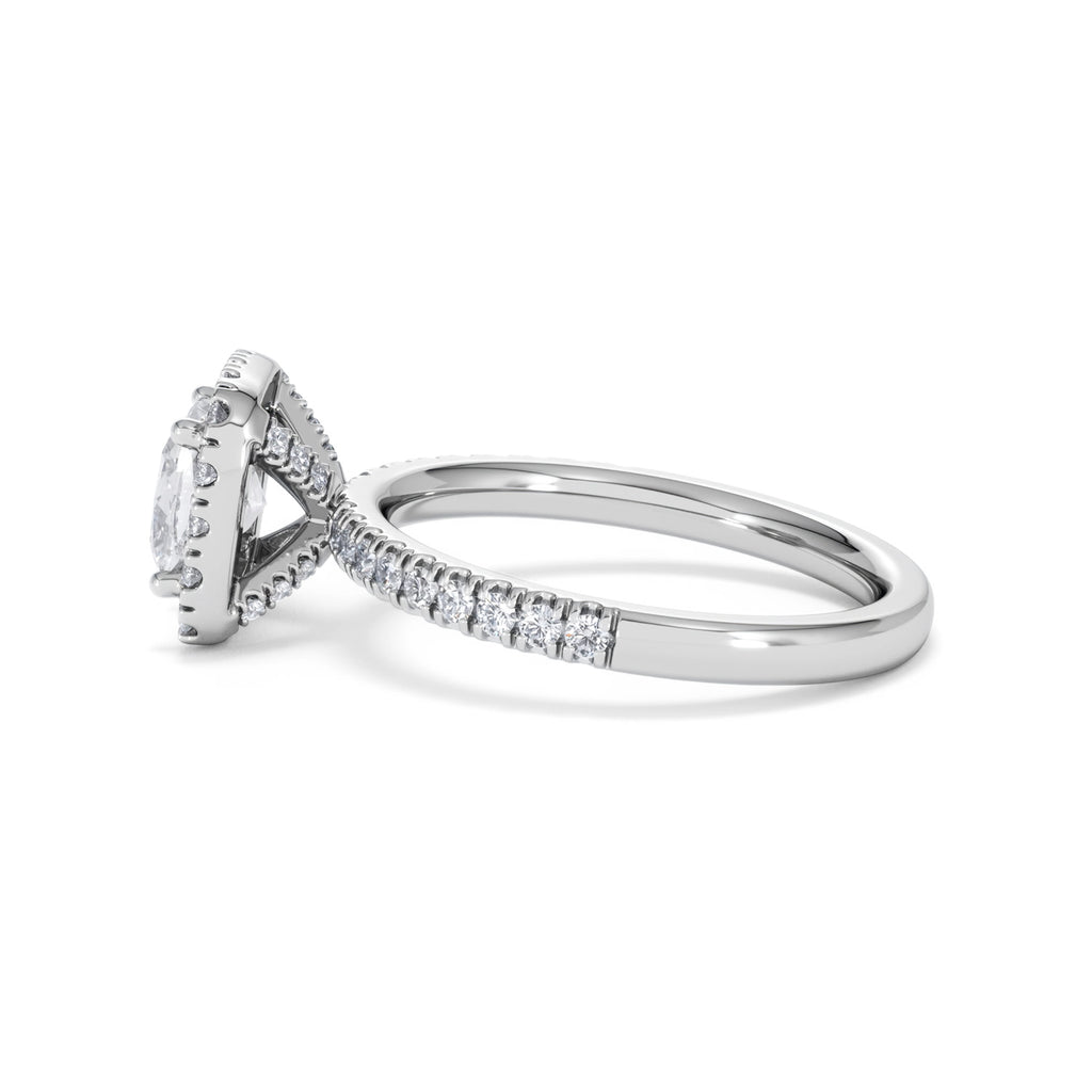 Beatrice GIA Diamond Halo Engagement Ring in Platinum 1.65ct G/VS