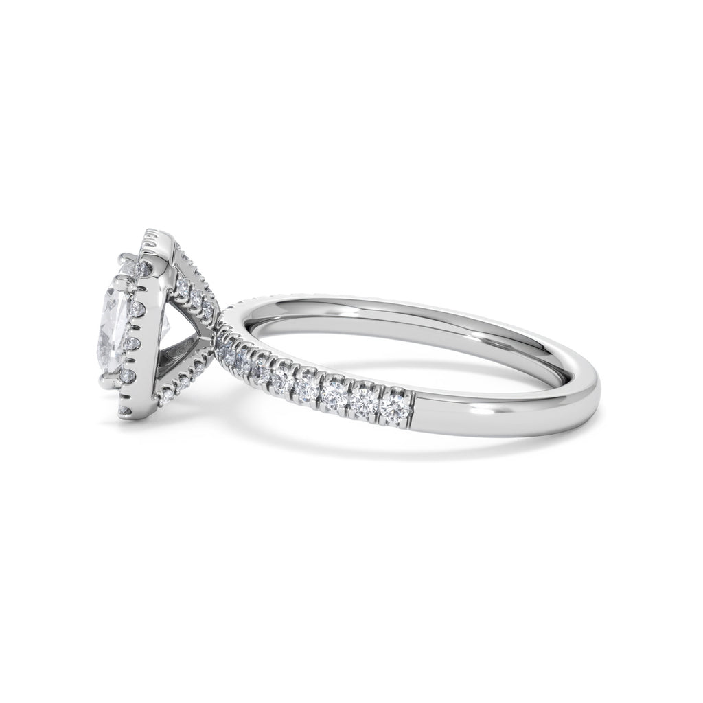 Beatrice GIA Diamond Halo Engagement Ring in Platinum 1.65ct G/VS
