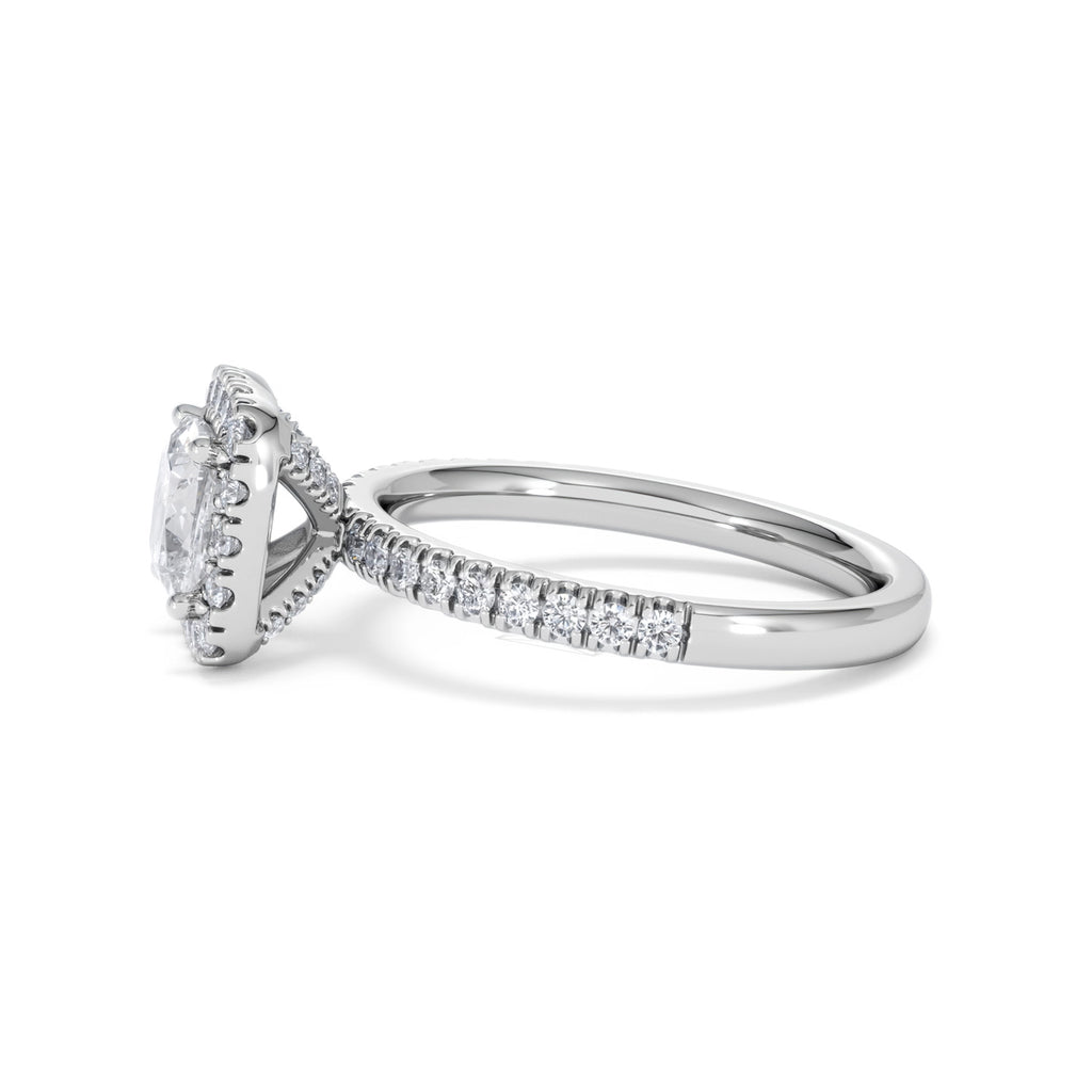Beatrice GIA Diamond Halo Engagement Ring in Platinum 1.65ct G/VS