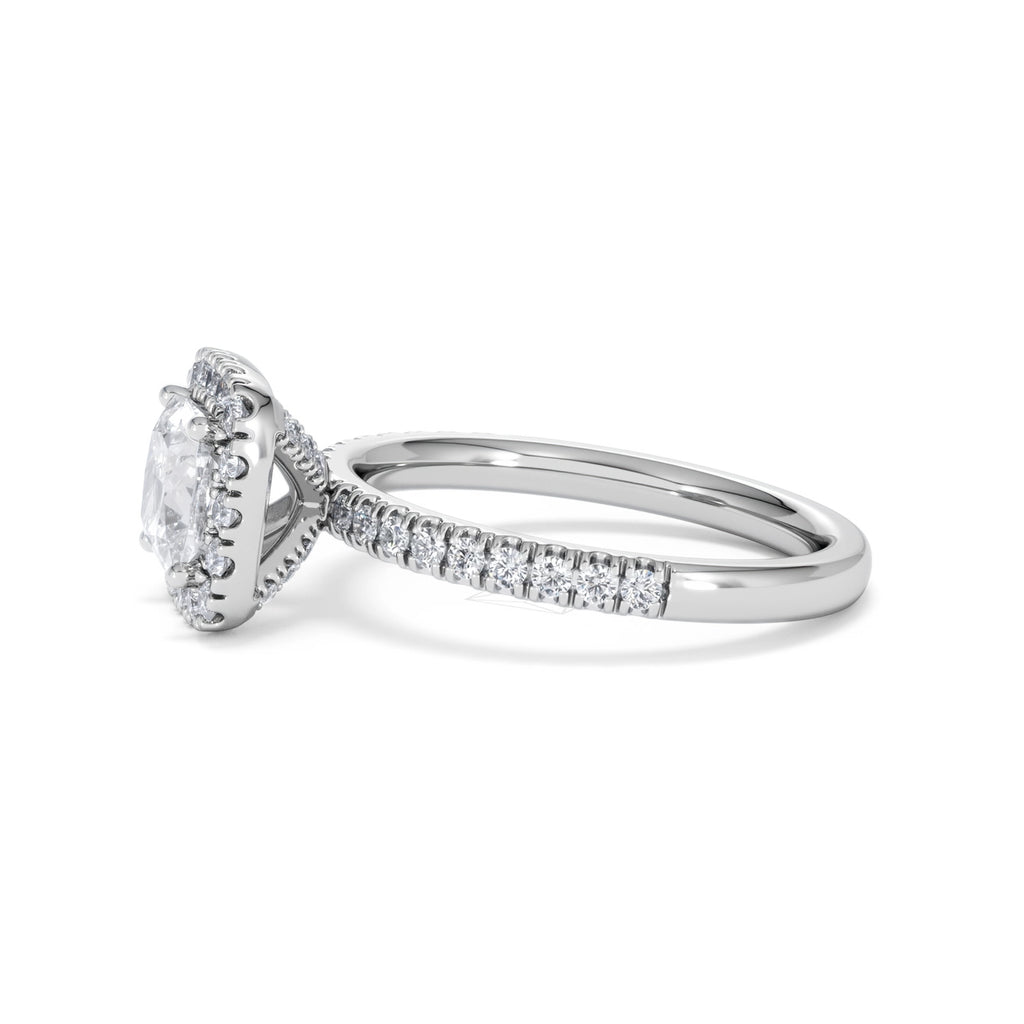 Beatrice Lab Diamond Halo Engagement Ring in Platinum 1.65ct F/VS1