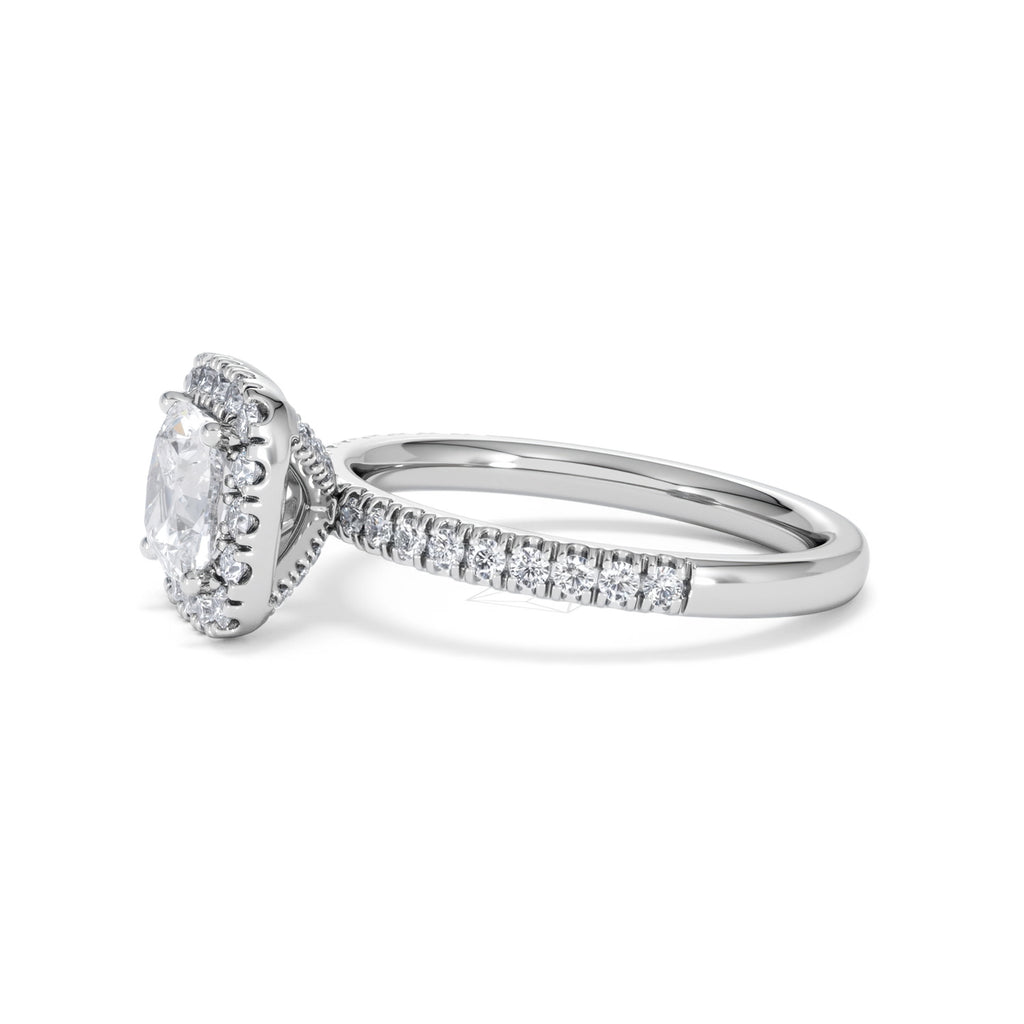 Beatrice GIA Diamond Halo Engagement Ring in Platinum 1.65ct G/VS