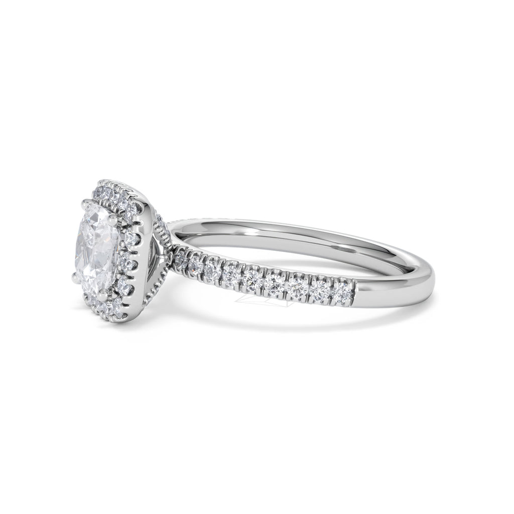 Beatrice GIA Diamond Halo Engagement Ring in Platinum 1.65ct G/VS
