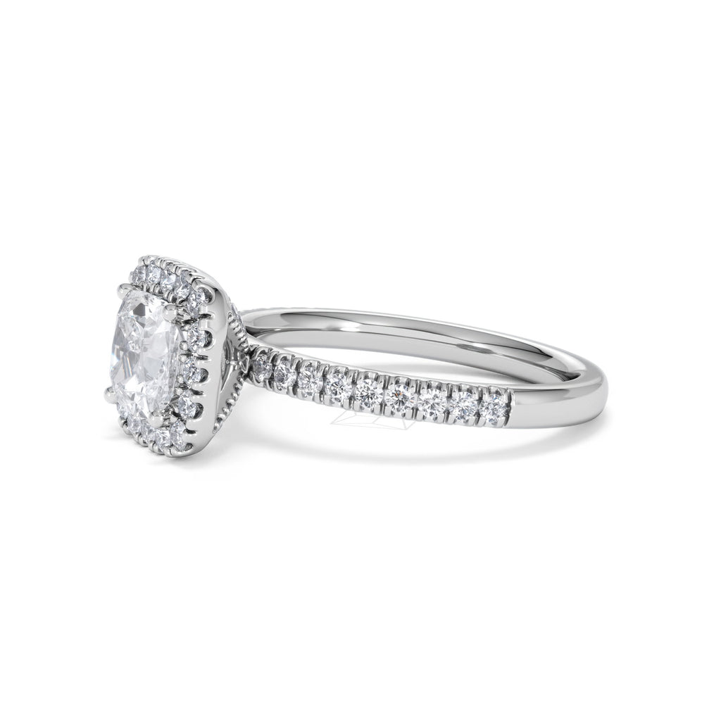Beatrice GIA Diamond Halo Engagement Ring in Platinum 1.65ct G/VS
