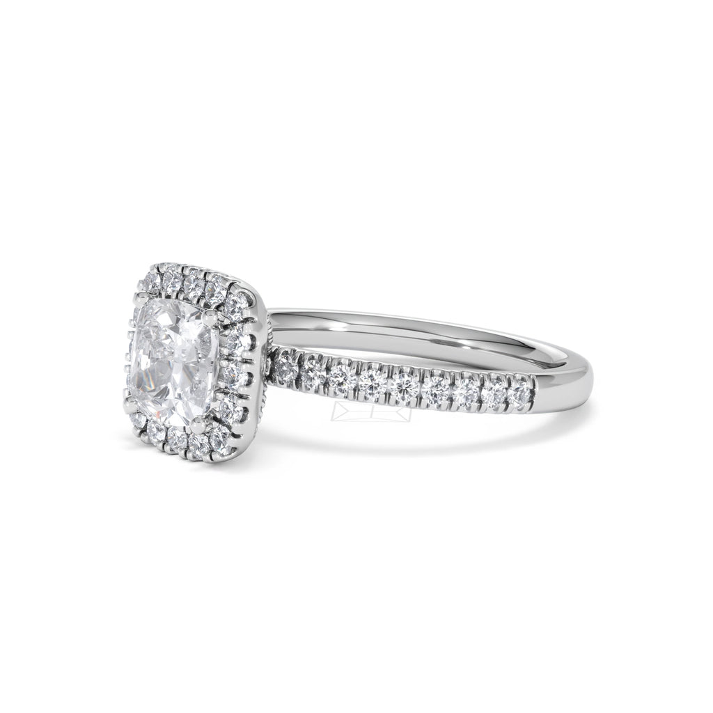 Beatrice GIA Diamond Halo Engagement Ring in Platinum 1.65ct G/VS