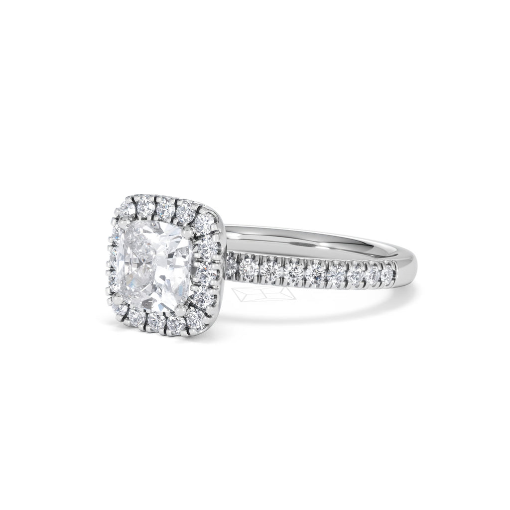 Beatrice GIA Diamond Halo Engagement Ring in Platinum 1.65ct G/VS