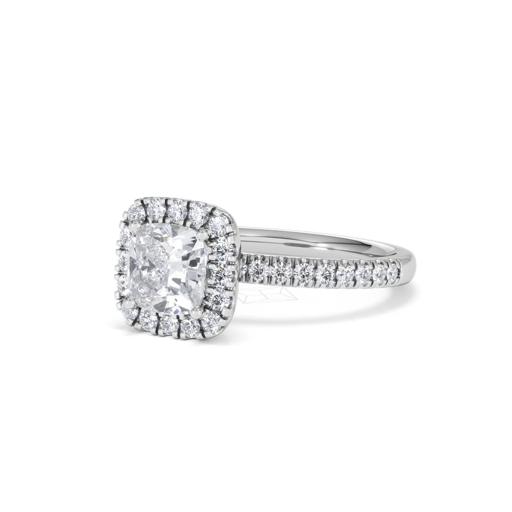 Beatrice GIA Diamond Halo Engagement Ring in Platinum 1.65ct G/VS