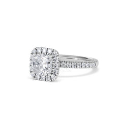 Beatrice GIA Diamond Halo Engagement Ring in Platinum 1.65ct G/VS
