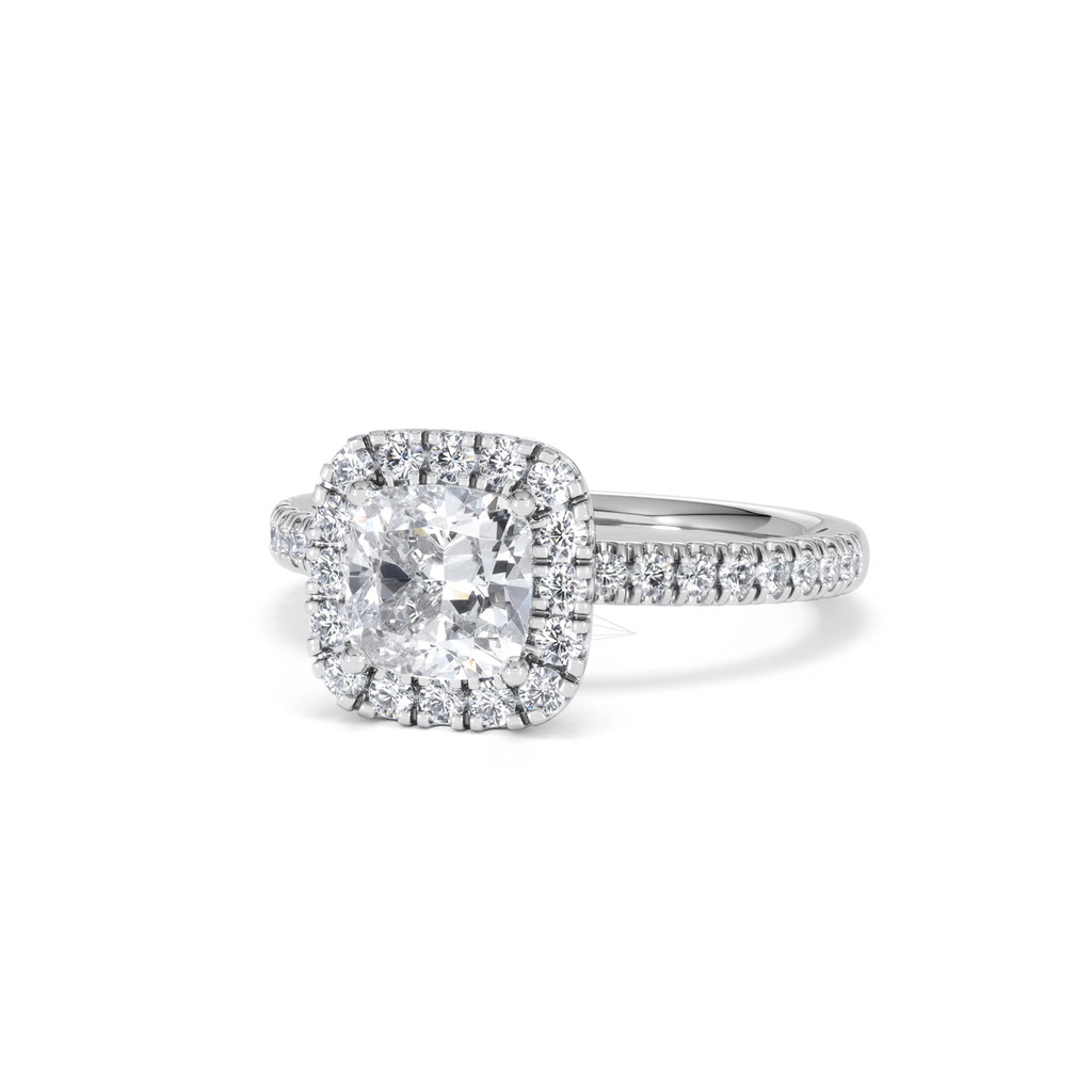 Beatrice GIA Diamond Halo Engagement Ring in Platinum 1.65ct G/VS