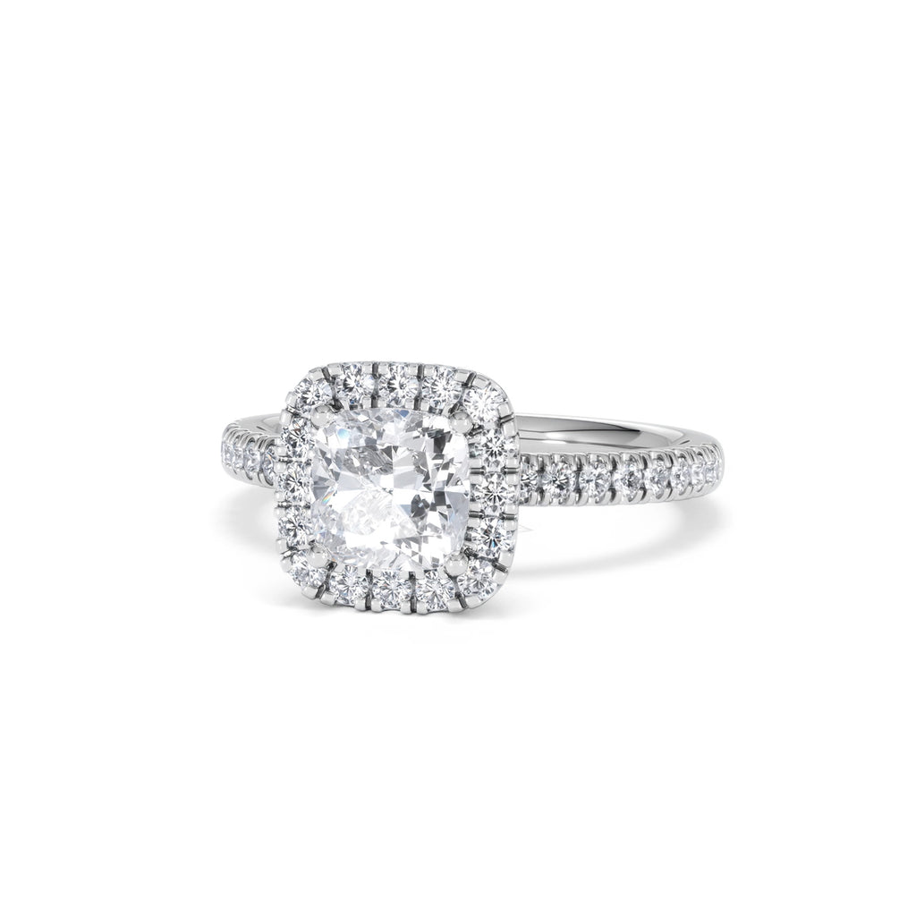 Beatrice GIA Diamond Halo Engagement Ring in Platinum 1.65ct G/VS