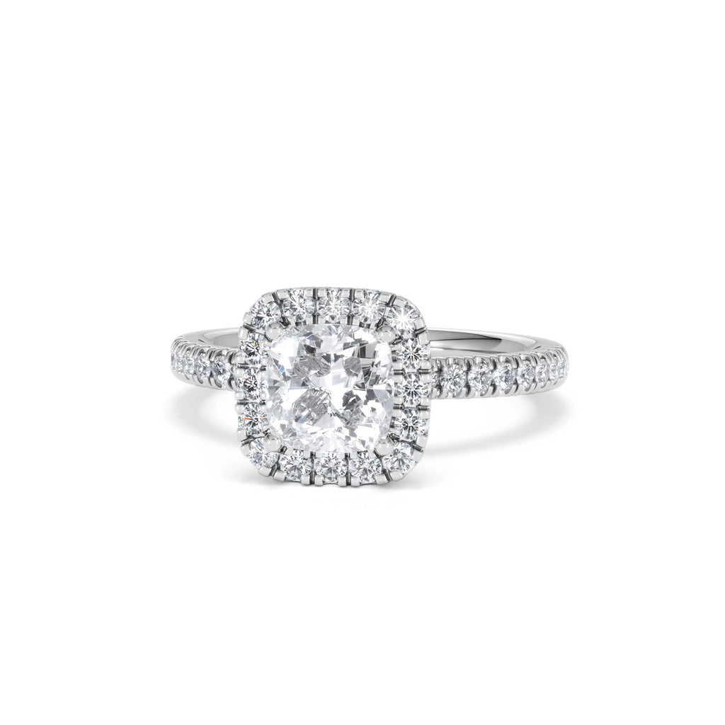 Beatrice GIA Diamond Halo Engagement Ring in Platinum 1.65ct G/VS
