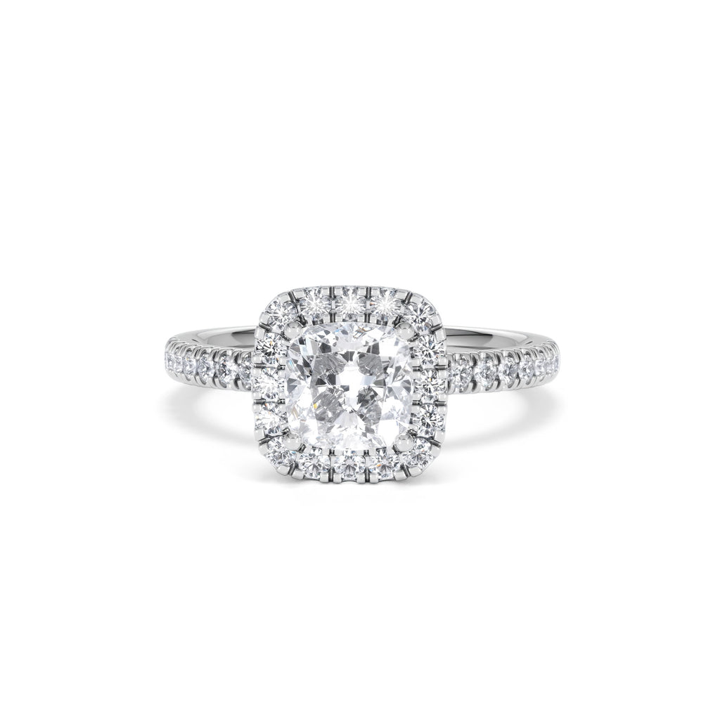 Beatrice GIA Diamond Halo Engagement Ring in Platinum 1.65ct G/VS