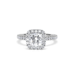Beatrice GIA Diamond Halo Engagement Ring in Platinum 1.65ct G/VS