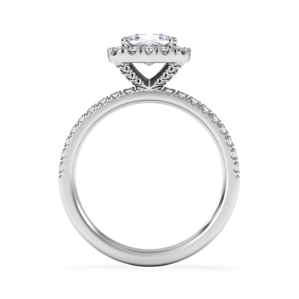 Beatrice Lab Diamond Halo Engagement Ring in Platinum 1.65ct F/VS1