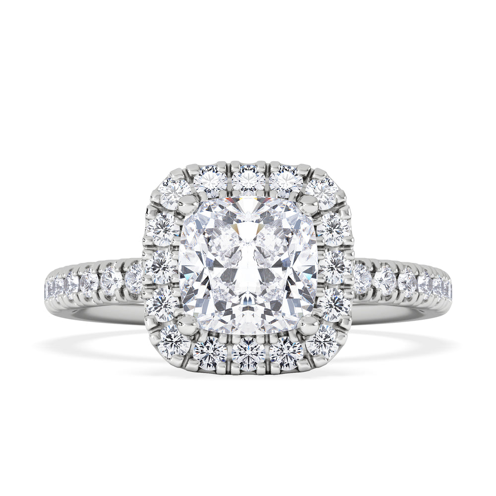 Beatrice Lab Diamond Halo Engagement Ring in Platinum 1.65ct F/VS1
