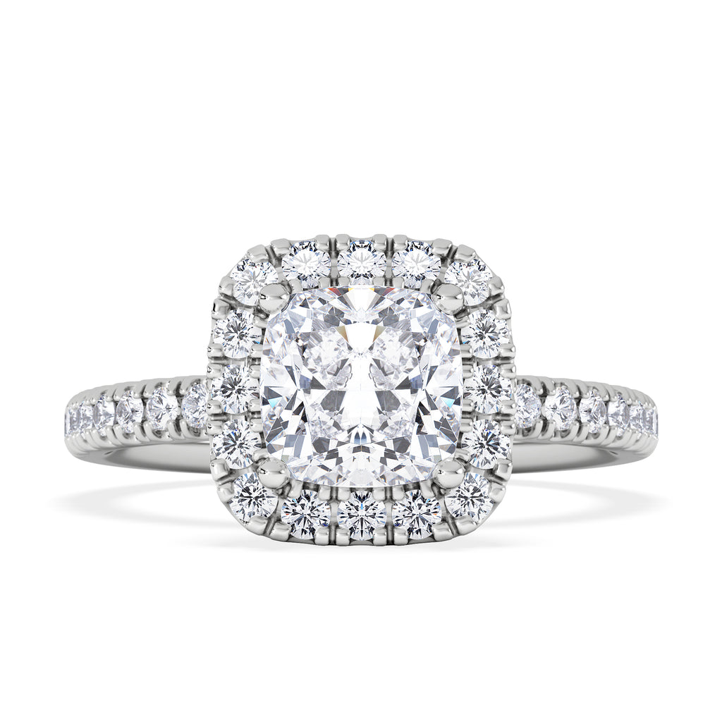 Beatrice GIA Diamond Halo Engagement Ring in Platinum 1.65ct G/VS
