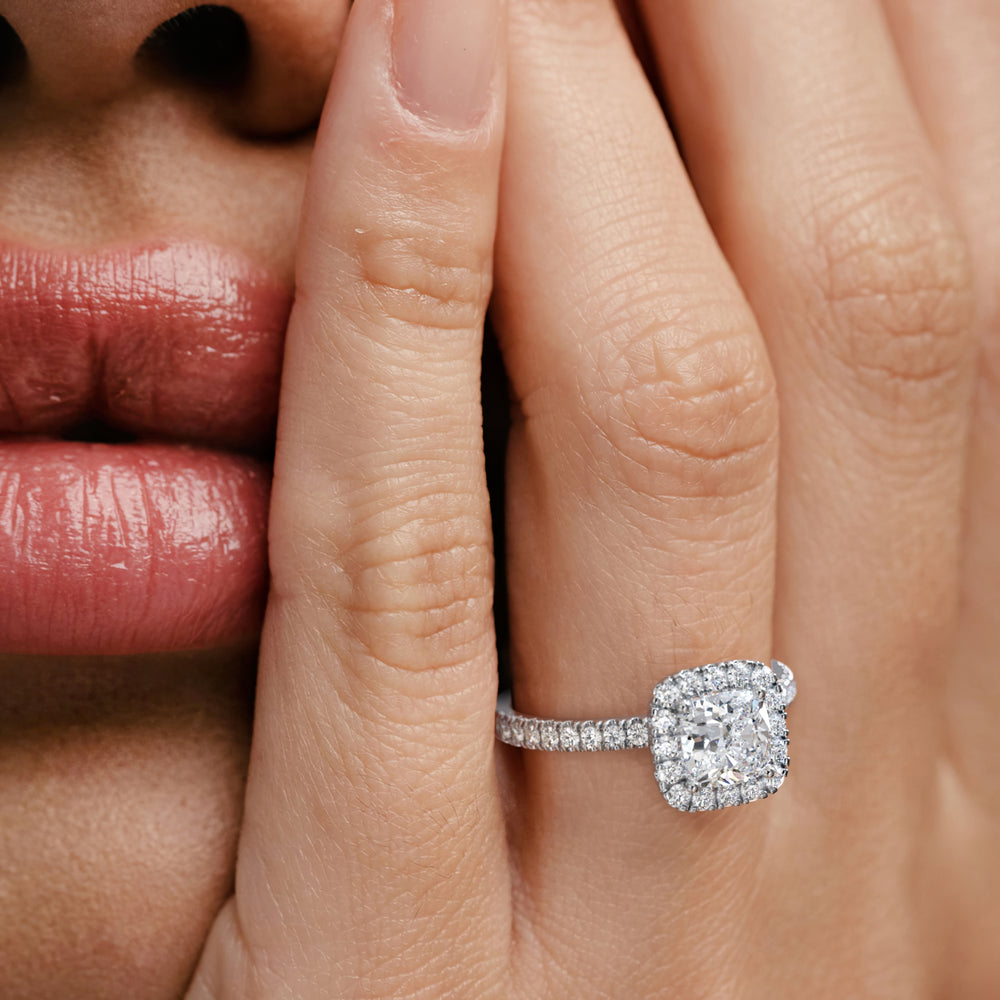 Beatrice Lab Diamond Halo Engagement Ring in Platinum 1.65ct F/VS1