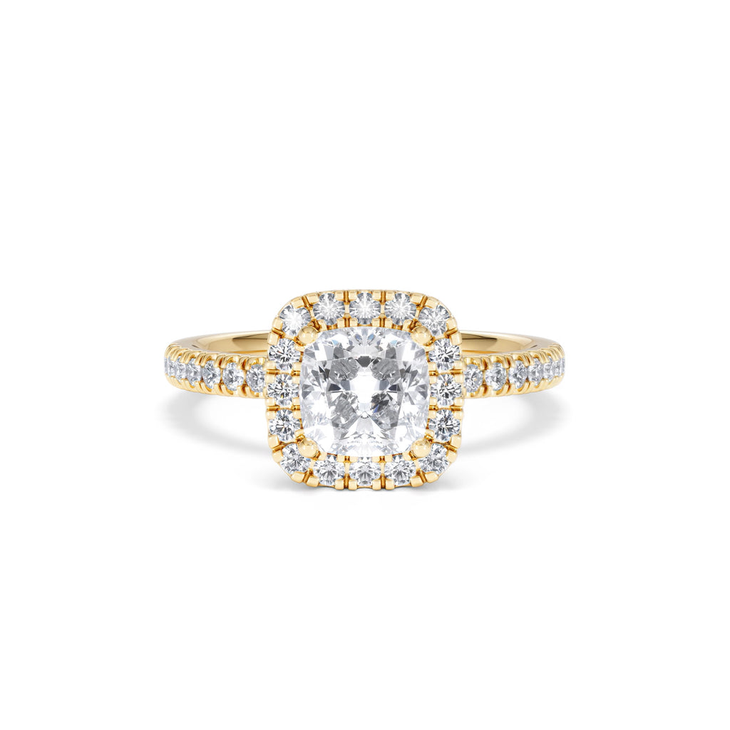 Beatrice GIA Diamond Halo Engagement Ring in 18K Gold 1.65ct G/SI2