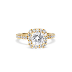 Beatrice GIA Diamond Halo Engagement Ring in 18K Gold 1.65ct G/SI2