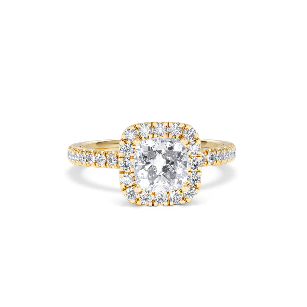 Beatrice Lab Diamond Halo Engagement Ring in 18K Gold 1.65ct F/VS1