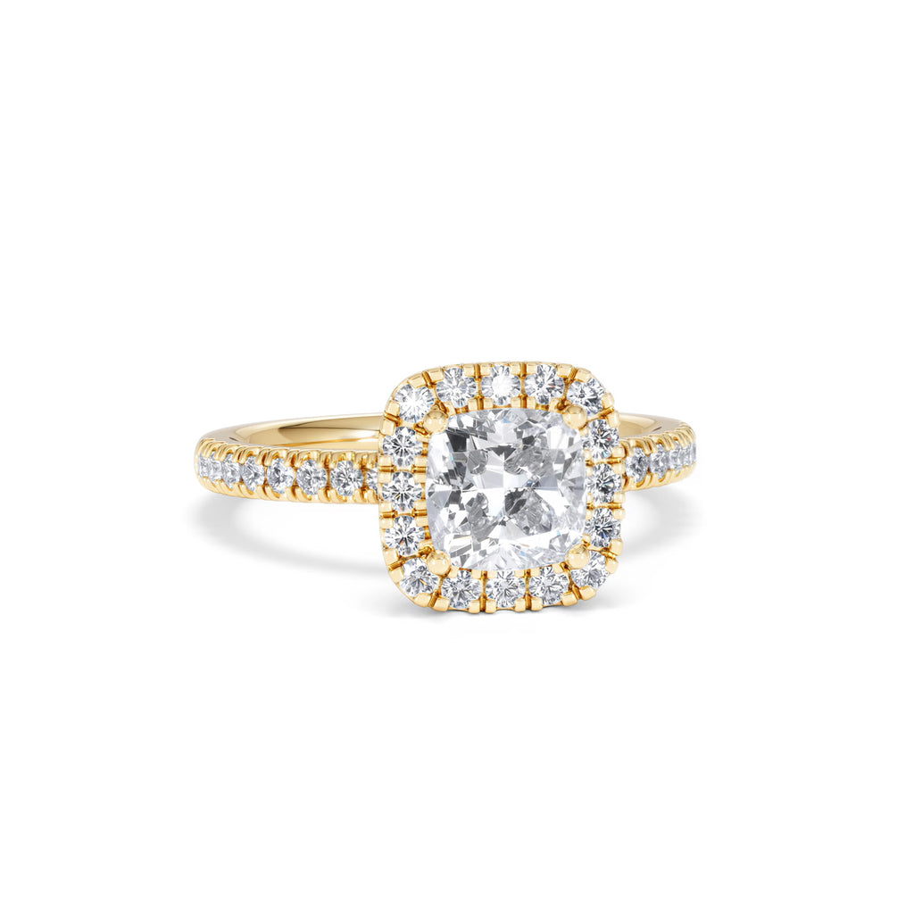 Beatrice GIA Diamond Halo Engagement Ring in 18K Gold 1.65ct G/SI2