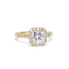 Beatrice GIA Diamond Halo Engagement Ring in 18K Gold 1.65ct G/SI2