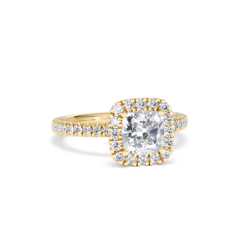 Beatrice GIA Diamond Halo Engagement Ring in 18K Gold 1.65ct G/SI2