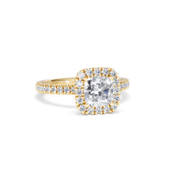 Beatrice GIA Diamond Halo Engagement Ring in 18K Gold 1.65ct G/SI2
