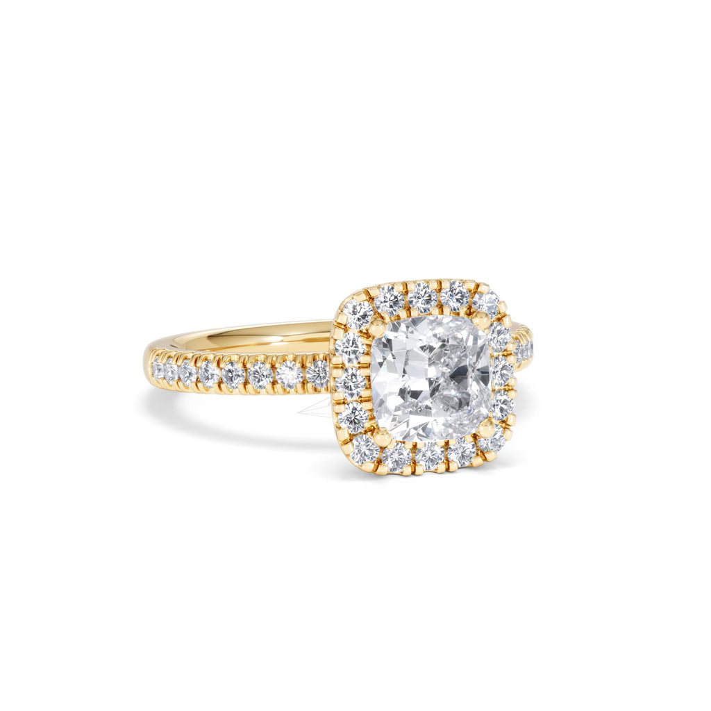 Beatrice GIA Diamond Halo Engagement Ring in 18K Gold 1.65ct G/SI2