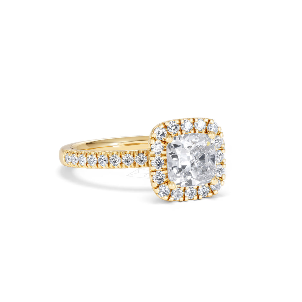 Beatrice GIA Diamond Halo Engagement Ring in 18K Gold 1.65ct G/SI2