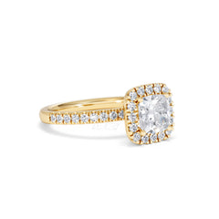 Beatrice GIA Diamond Halo Engagement Ring in 18K Gold 1.65ct G/SI2