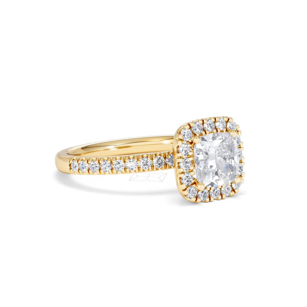 Beatrice Lab Diamond Halo Engagement Ring in 18K Gold 1.65ct F/VS1