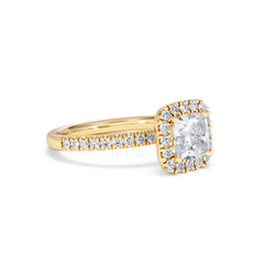 Beatrice GIA Diamond Halo Engagement Ring in 18K Gold 1.65ct G/SI2
