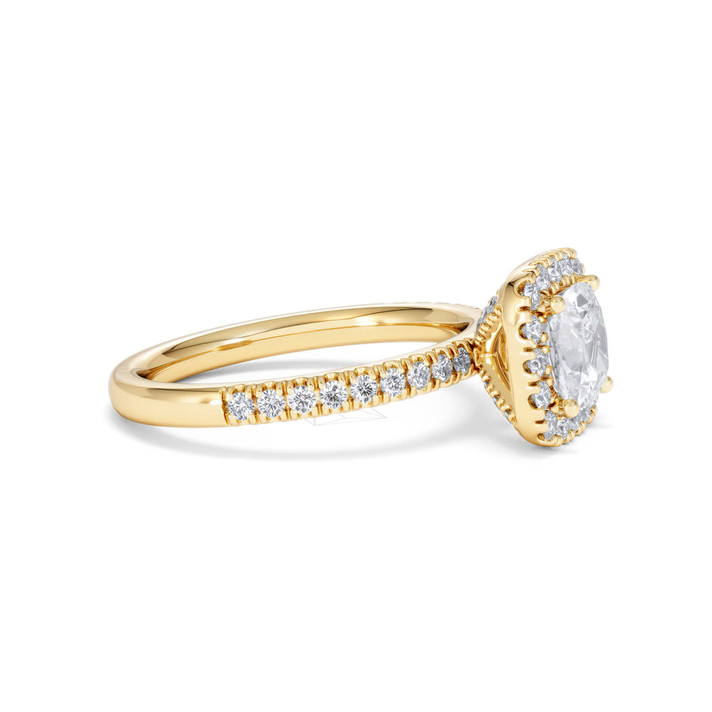 Beatrice Lab Diamond Halo Engagement Ring in 18K Gold 1.65ct F/VS1