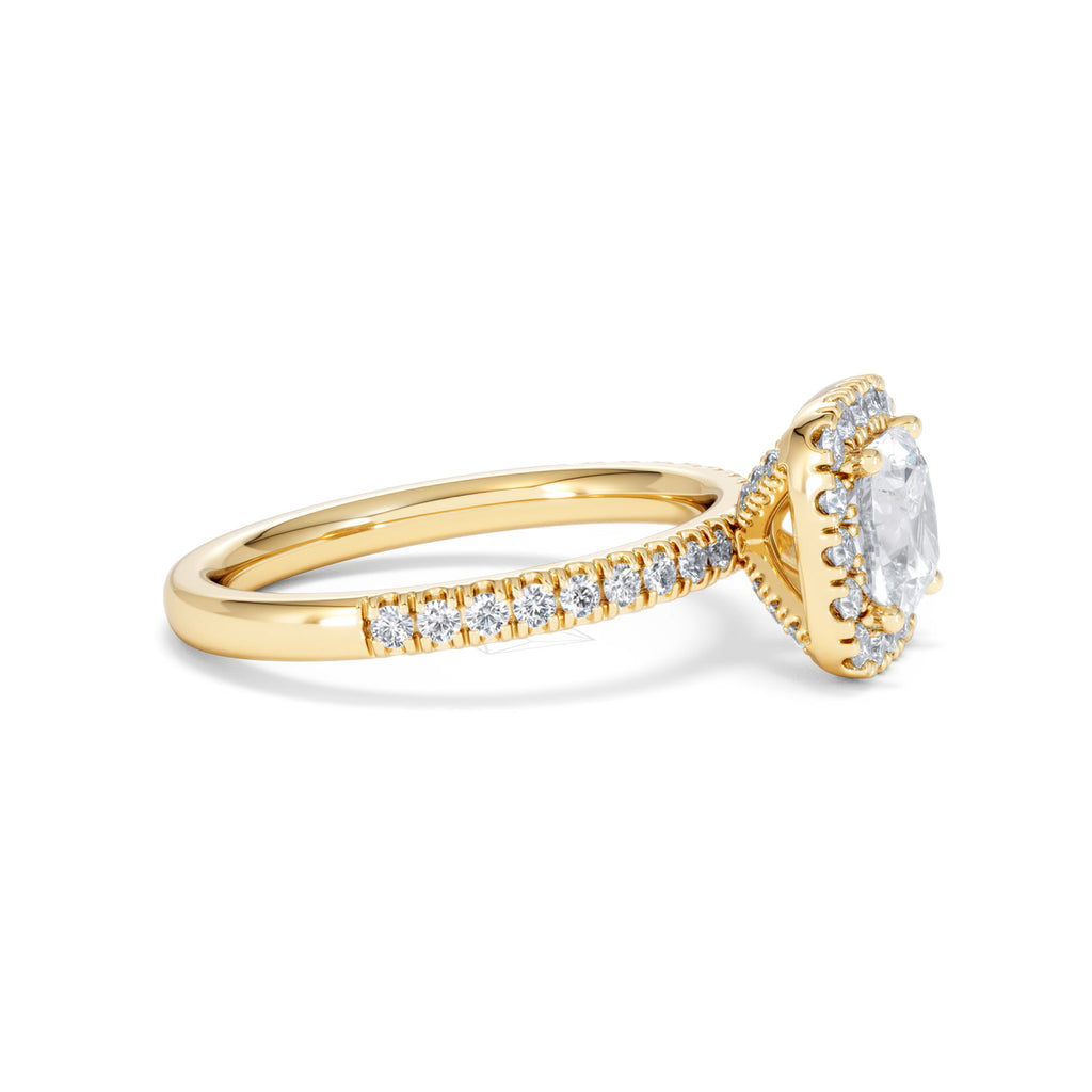 Beatrice Lab Diamond Halo Engagement Ring in 18K Gold 1.65ct F/VS1