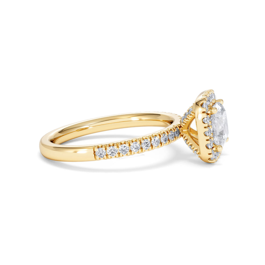 Beatrice GIA Diamond Halo Engagement Ring in 18K Gold 1.65ct G/SI2