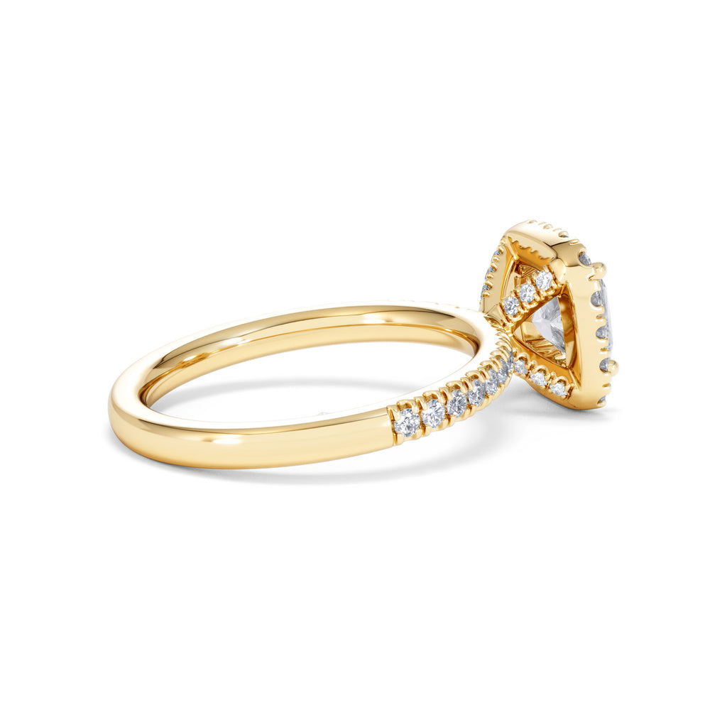 Beatrice GIA Diamond Halo Engagement Ring in 18K Gold 1.65ct G/SI2