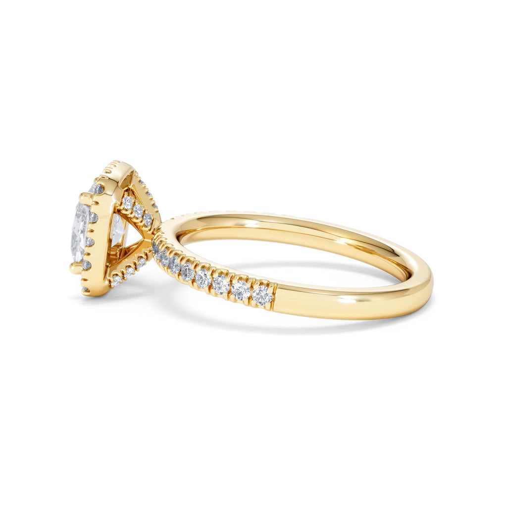 Beatrice GIA Diamond Halo Engagement Ring in 18K Gold 1.65ct G/SI2