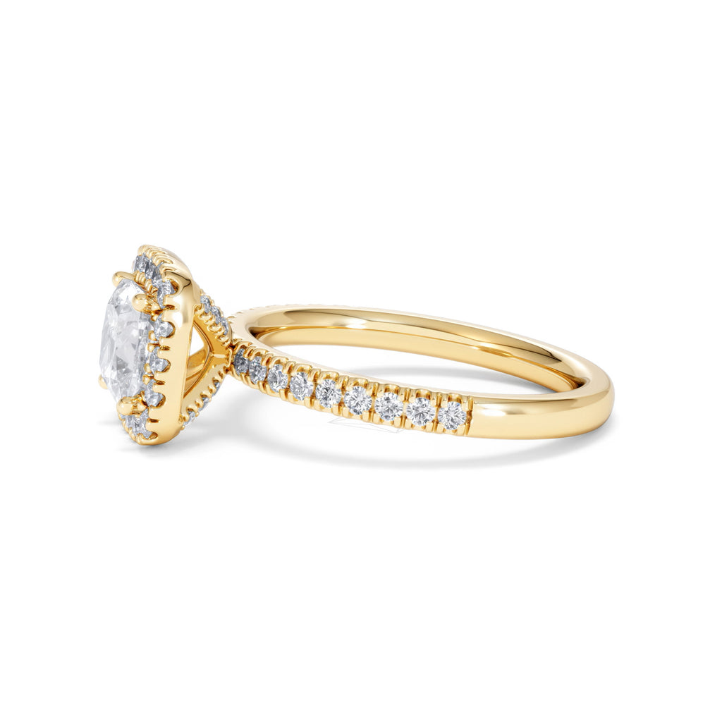 Beatrice GIA Diamond Halo Engagement Ring in 18K Gold 1.65ct G/SI2