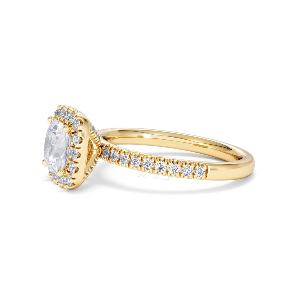 Beatrice Lab Diamond Halo Engagement Ring in 18K Gold 1.65ct F/VS1